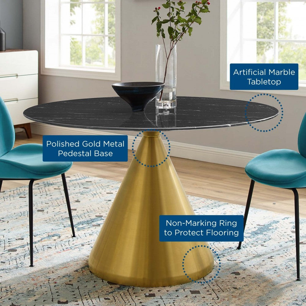 Tupelo 47" Artificial Marble Dining Table, Gold Black