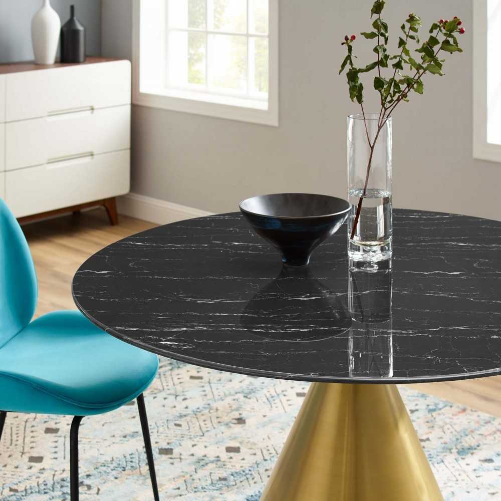 Tupelo 47" Artificial Marble Dining Table, Gold Black