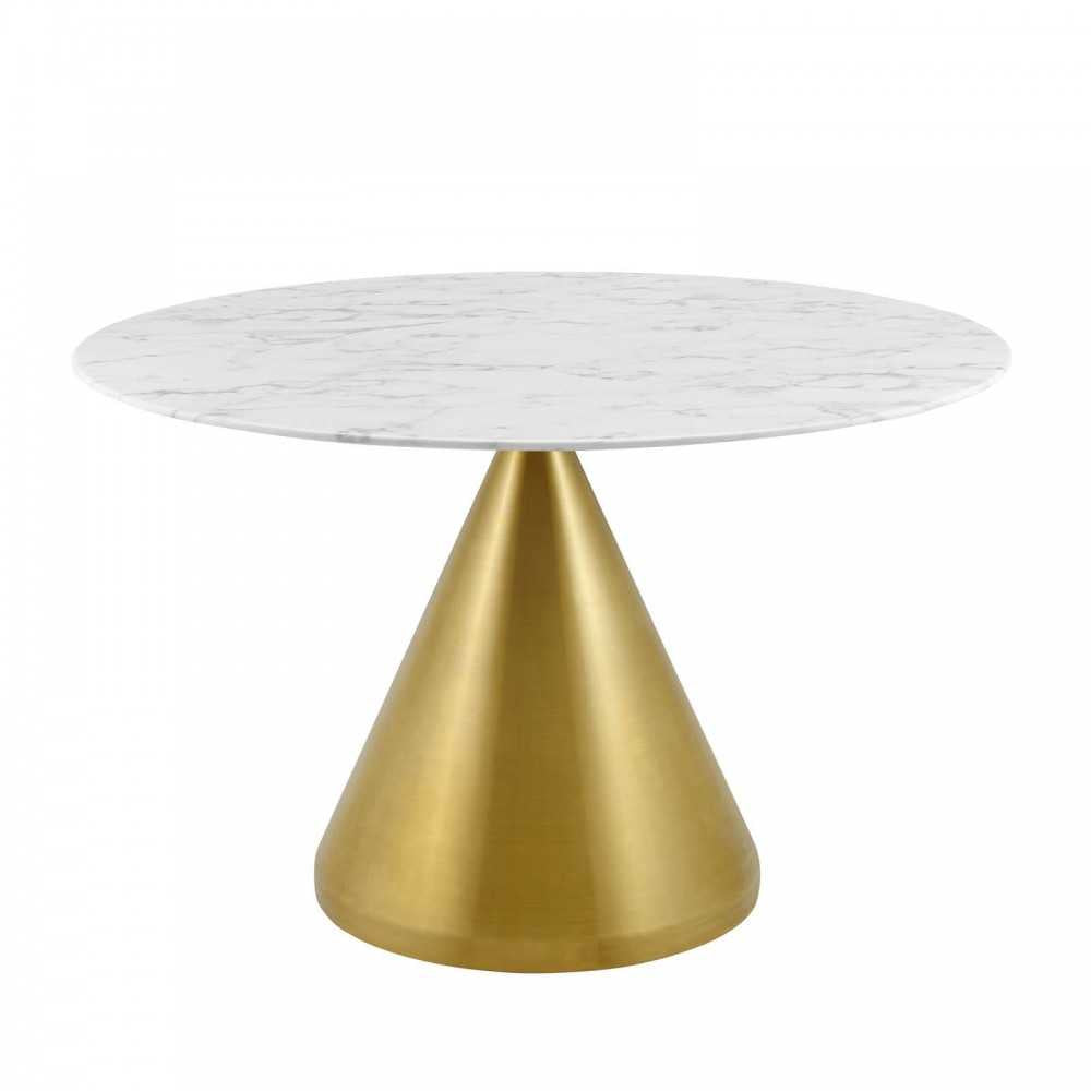 Tupelo 47" Artificial Marble Dining Table, Gold White