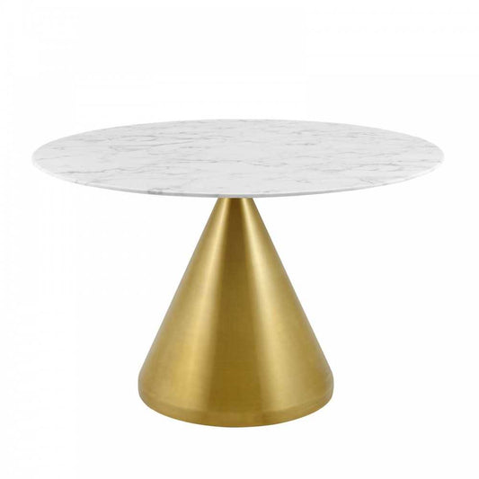 Tupelo 47" Artificial Marble Dining Table, Gold White