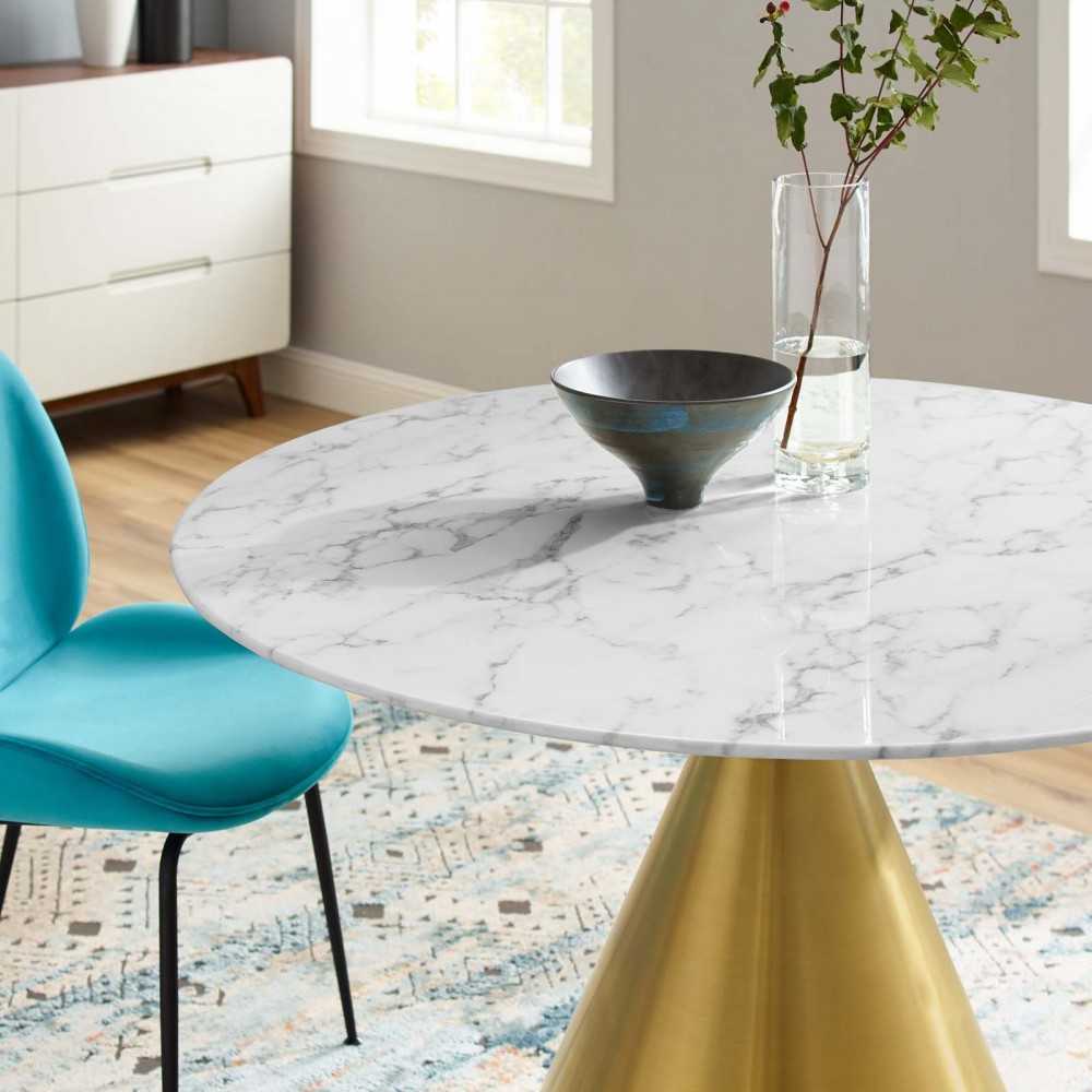 Tupelo 47" Artificial Marble Dining Table, Gold White