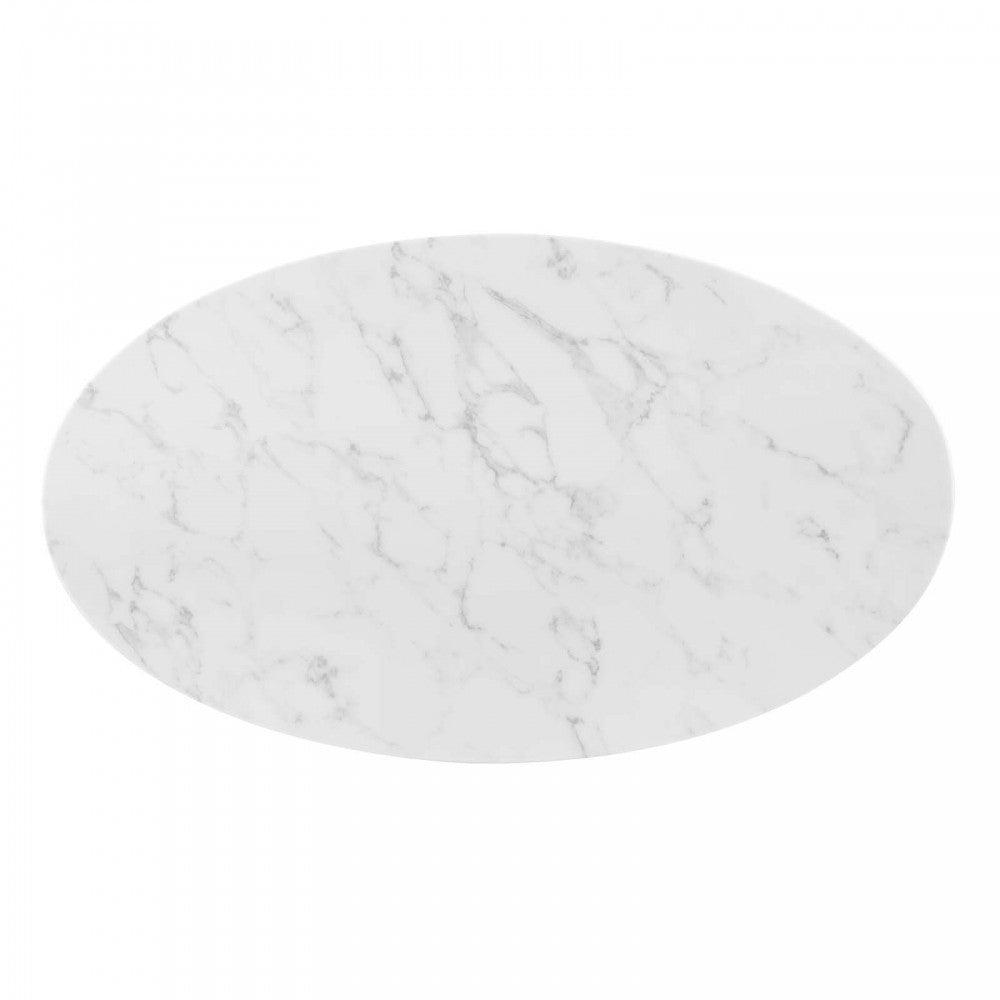 Tupelo 48" Oval Artificial Marble Dining Table, Gold White