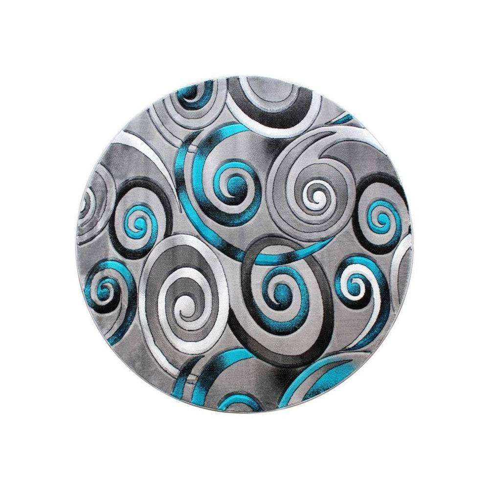 Turquoise 6x6 Swirl Area Rug