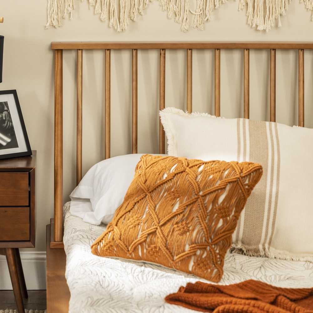 Twin Mid Century Solid Wood Spindle Bed - Caramel