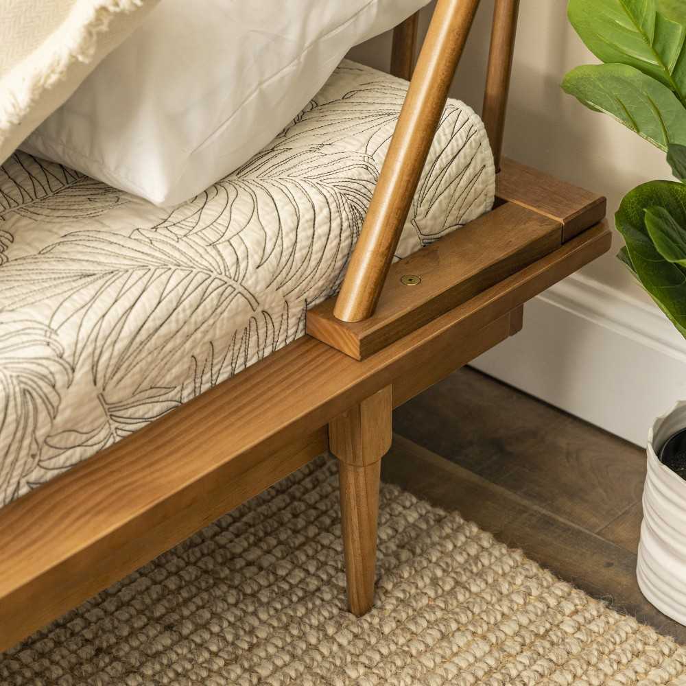 Twin Mid Century Solid Wood Spindle Bed - Caramel
