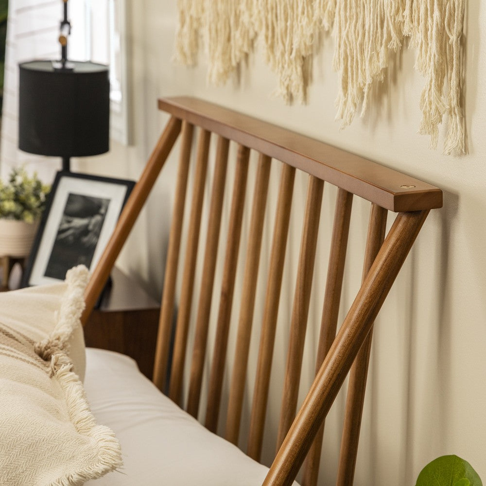 Twin Mid Century Solid Wood Spindle Bed - Caramel