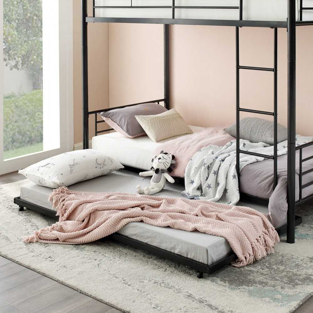 Twin Roll-Out Trundle Bed Frame - Black