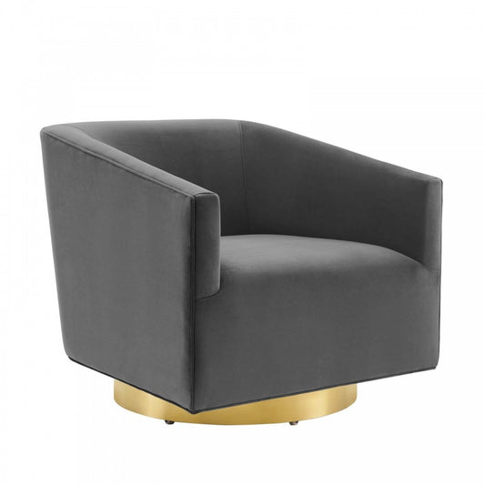 Twist Accent Lounge Performance Velvet Swivel Chair, Gold Charcoal