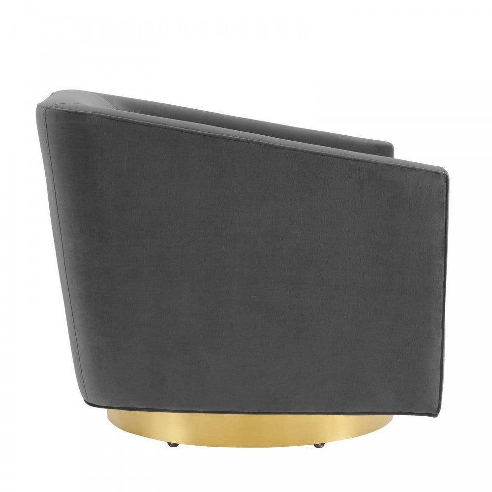 Twist Accent Lounge Performance Velvet Swivel Chair, Gold Charcoal