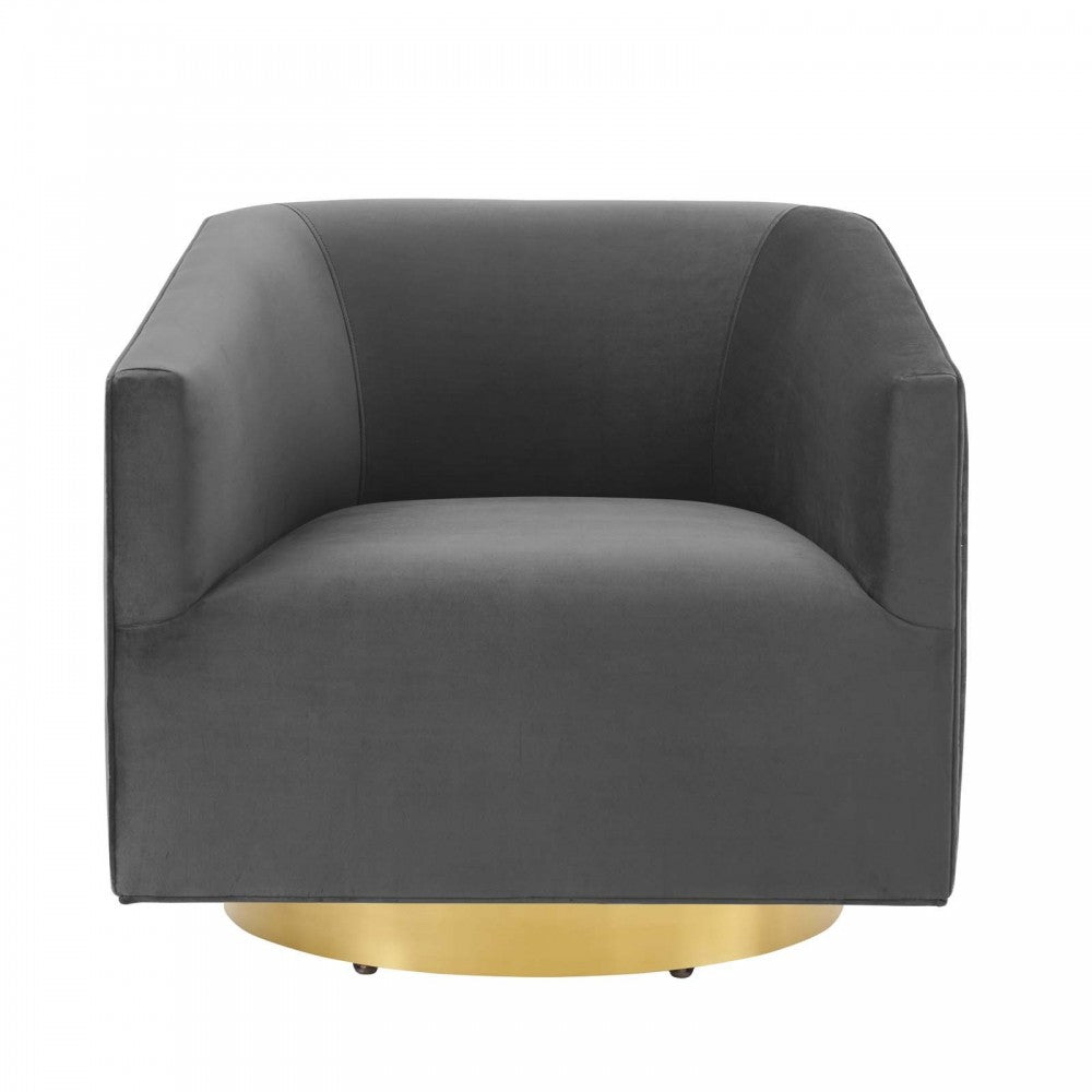 Twist Accent Lounge Performance Velvet Swivel Chair, Gold Charcoal