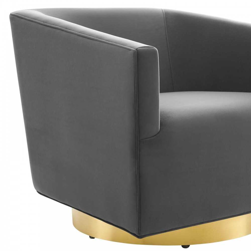 Twist Accent Lounge Performance Velvet Swivel Chair, Gold Charcoal