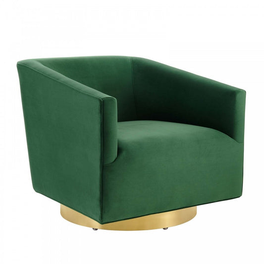 Twist Accent Lounge Performance Velvet Swivel Chair, Gold Emerald