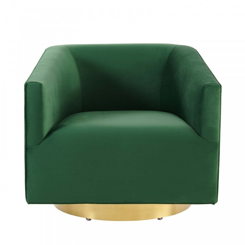 Twist Accent Lounge Performance Velvet Swivel Chair, Gold Emerald