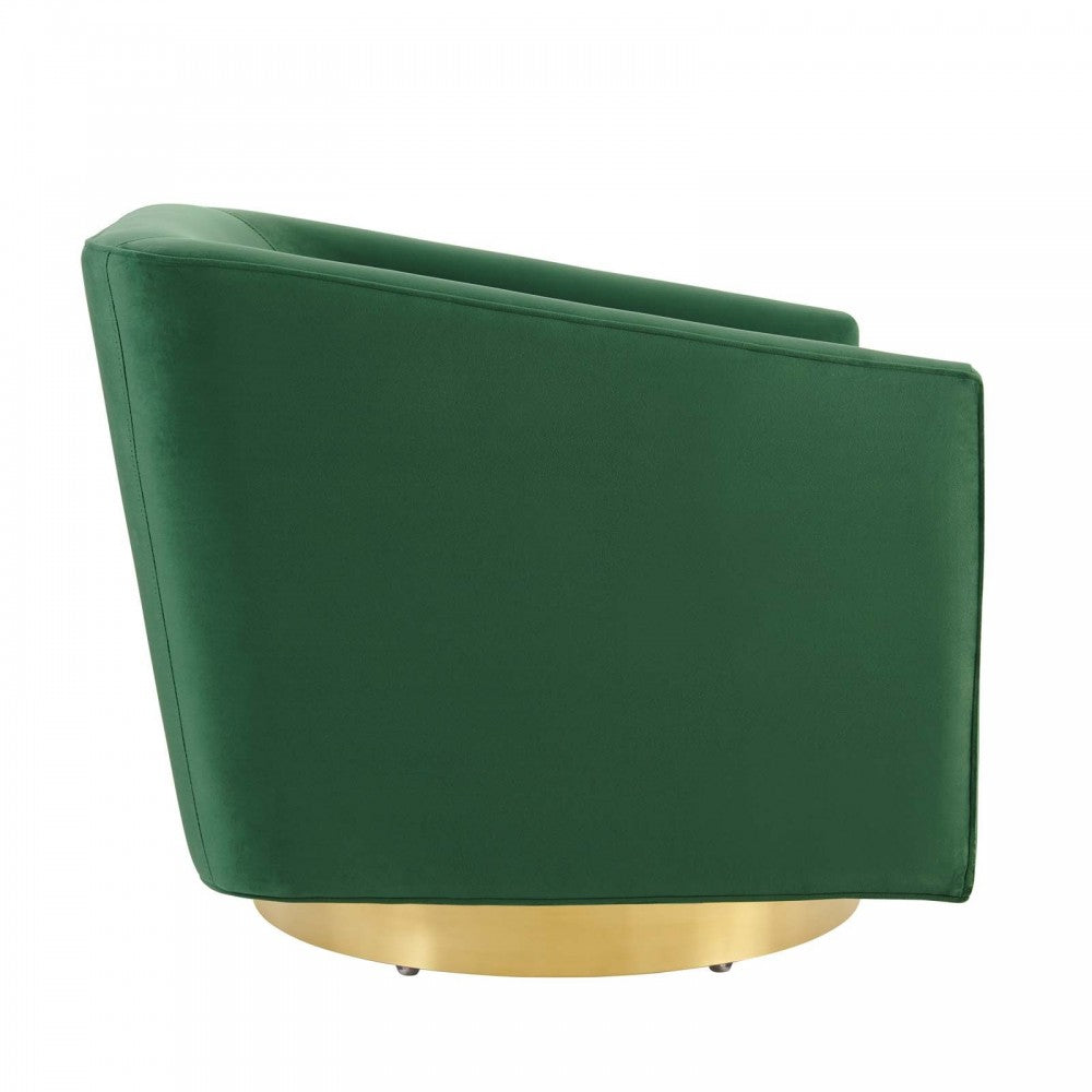 Twist Accent Lounge Performance Velvet Swivel Chair, Gold Emerald