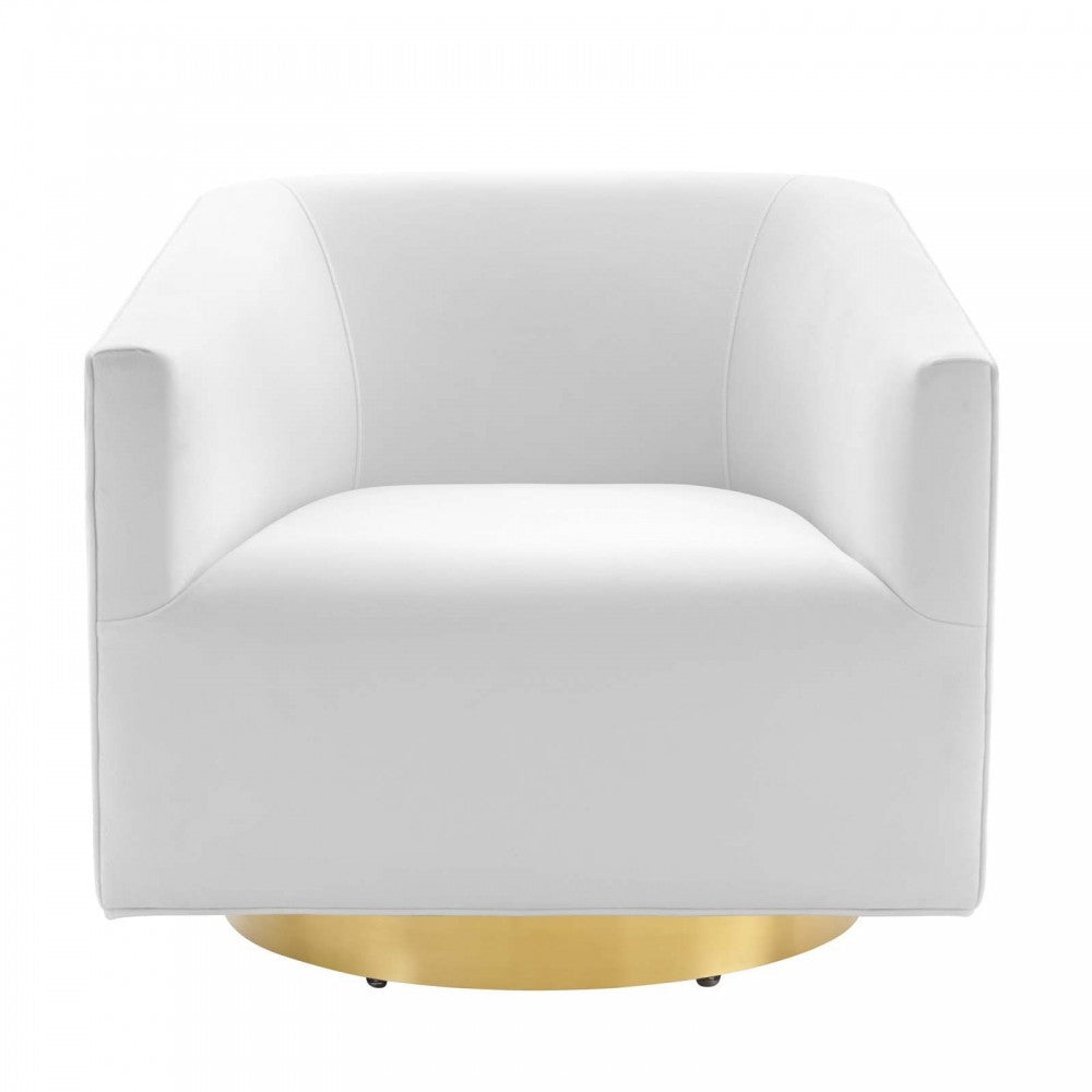 Twist Accent Lounge Performance Velvet Swivel Chair, Gold White
