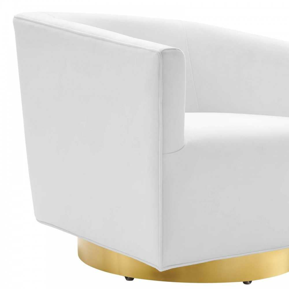 Twist Accent Lounge Performance Velvet Swivel Chair, Gold White