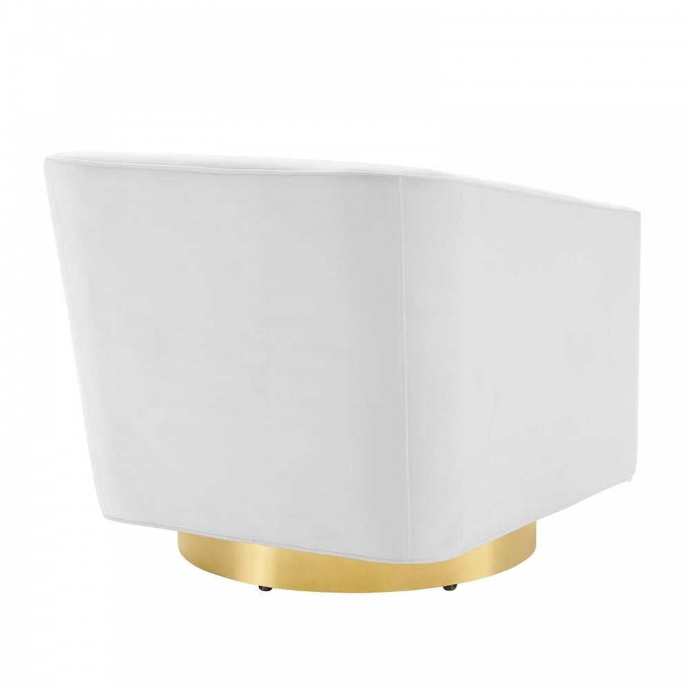 Twist Accent Lounge Performance Velvet Swivel Chair, Gold White