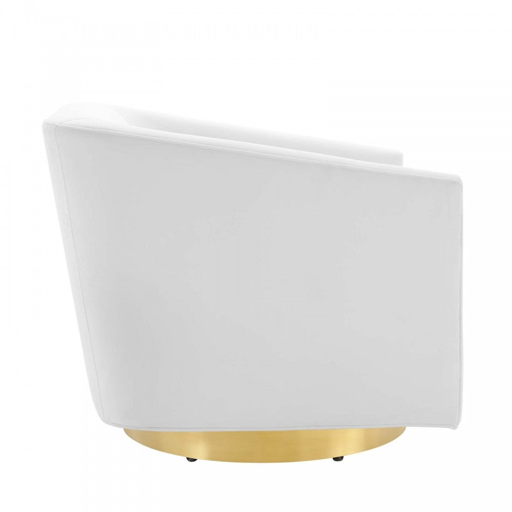 Twist Accent Lounge Performance Velvet Swivel Chair, Gold White