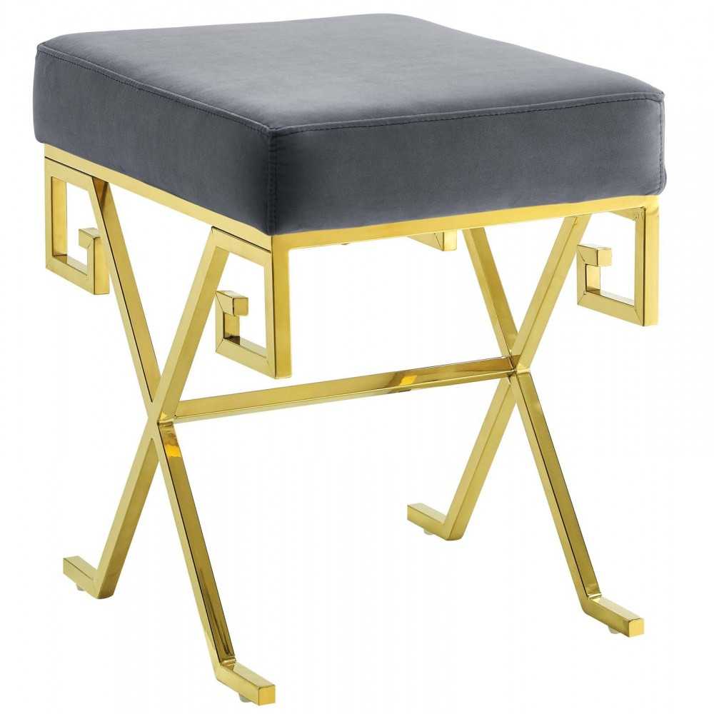 Twist Performance Velvet Bench, Gold Gray
