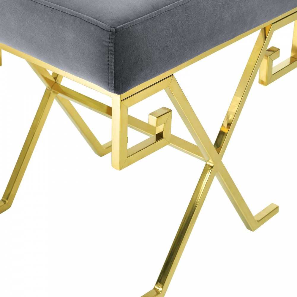 Twist Performance Velvet Bench, Gold Gray
