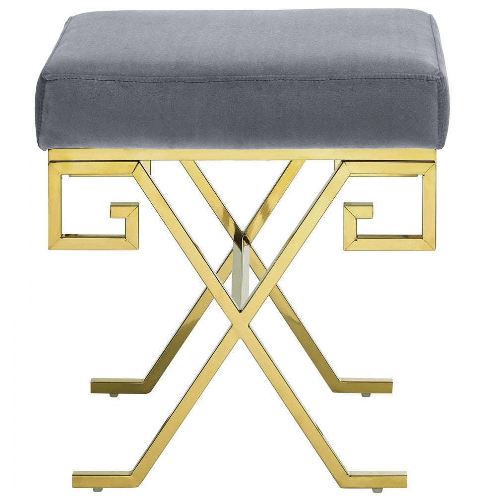 Twist Performance Velvet Bench, Gold Gray