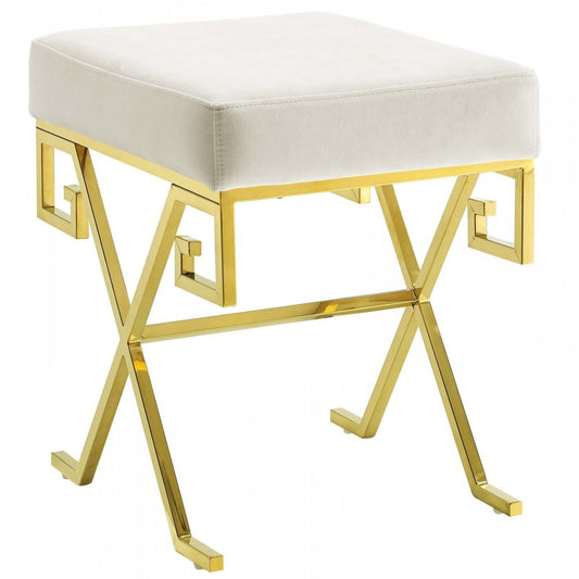 Twist Performance Velvet Bench, Gold Ivory