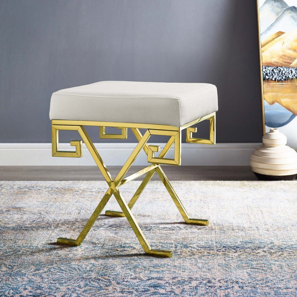 Twist Performance Velvet Bench, Gold Ivory