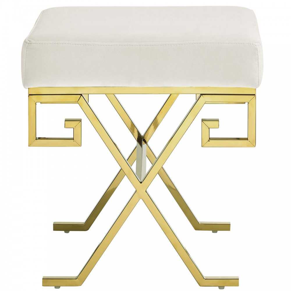 Twist Performance Velvet Bench, Gold Ivory