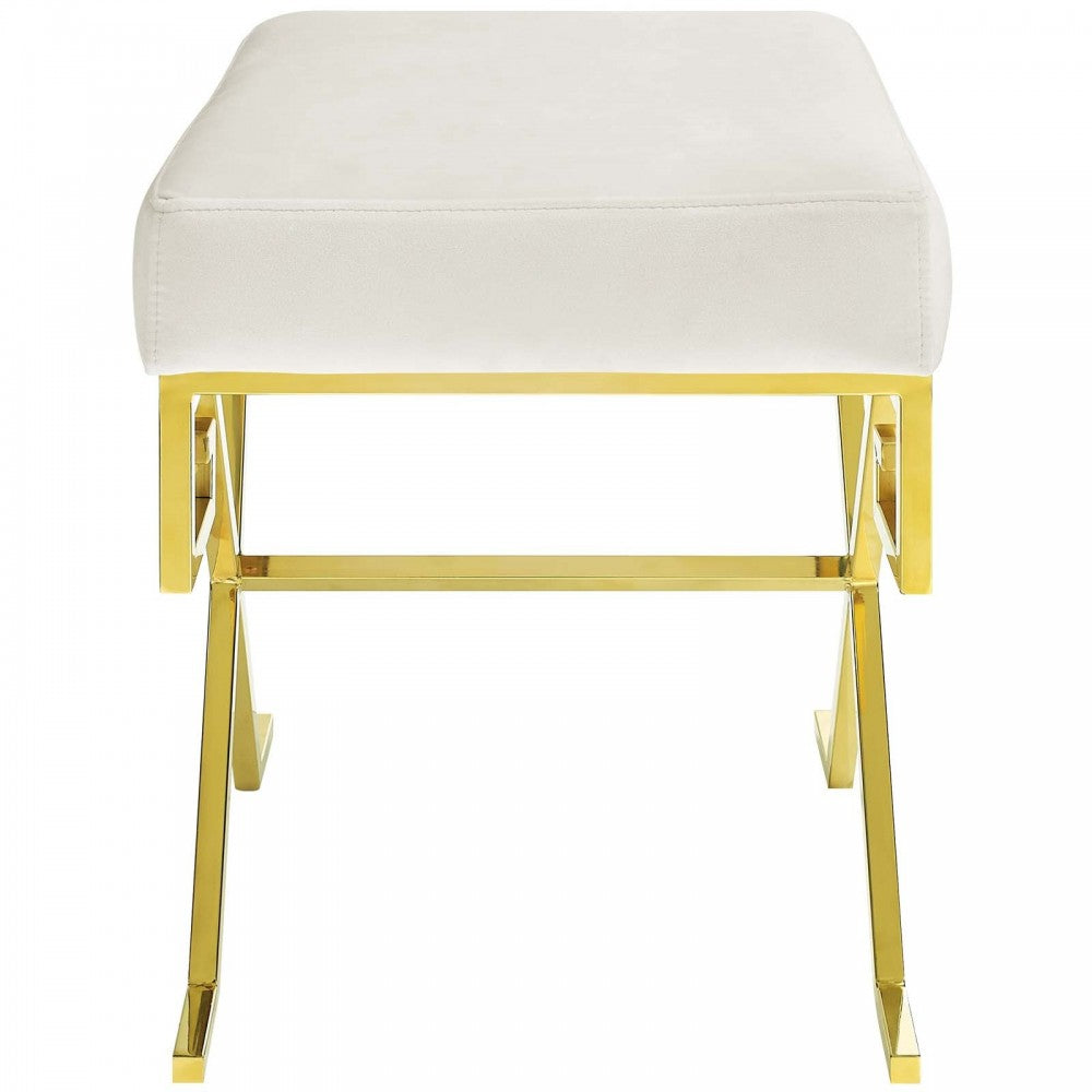 Twist Performance Velvet Bench, Gold Ivory