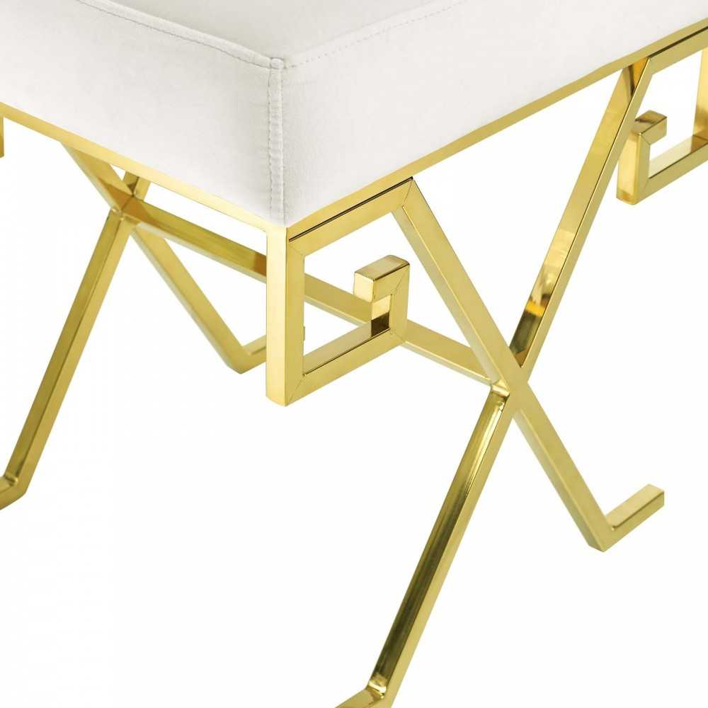 Twist Performance Velvet Bench, Gold Ivory