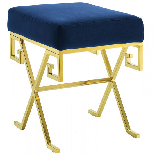 Twist Performance Velvet Bench, Gold Navy