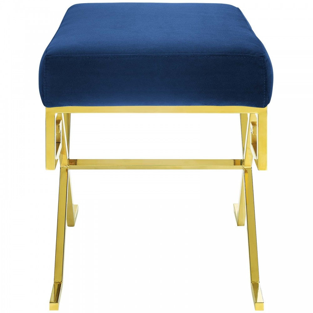 Twist Performance Velvet Bench, Gold Navy
