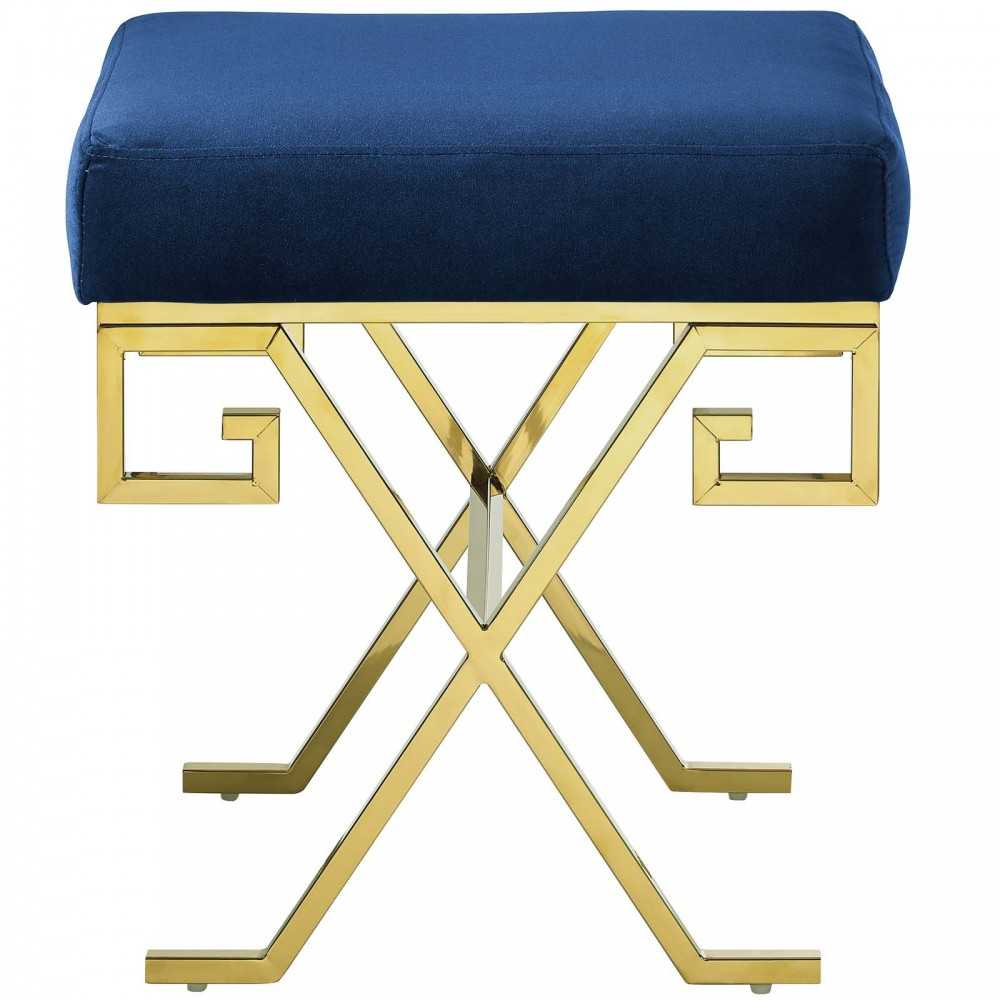 Twist Performance Velvet Bench, Gold Navy