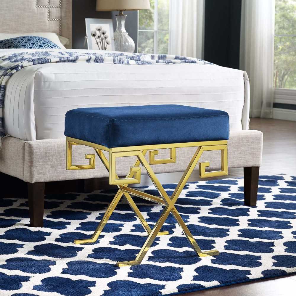 Twist Performance Velvet Bench, Gold Navy