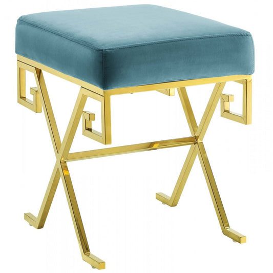 Twist Performance Velvet Bench, Sea Blue