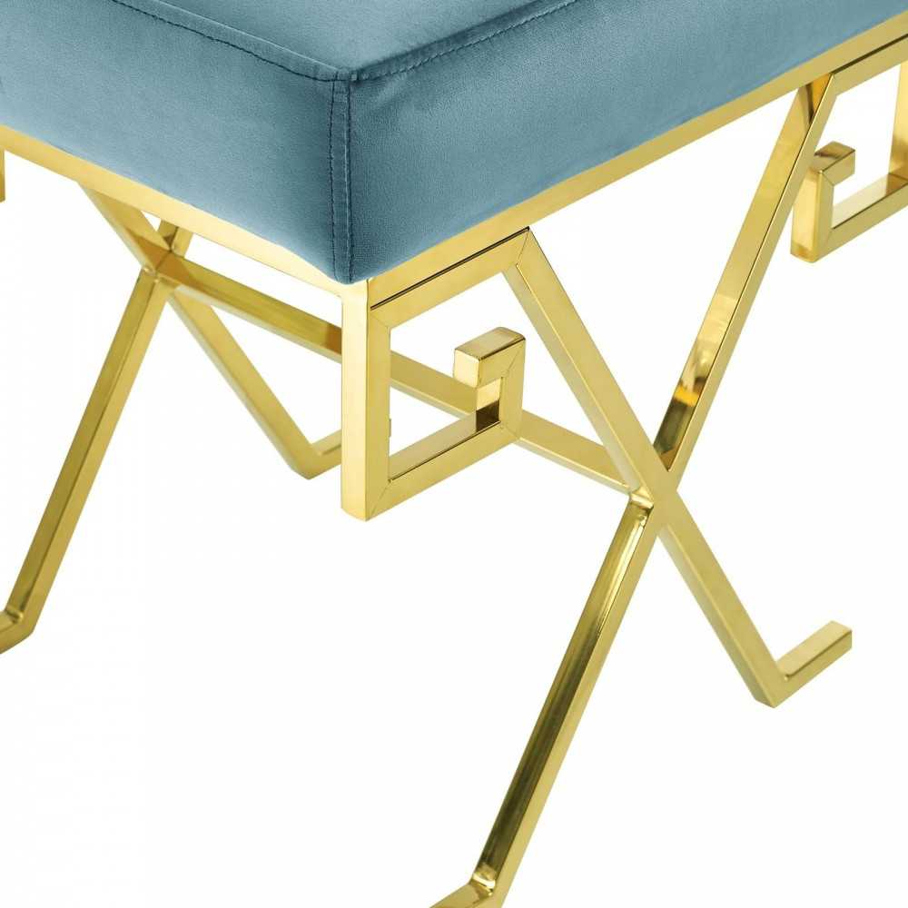 Twist Performance Velvet Bench, Sea Blue