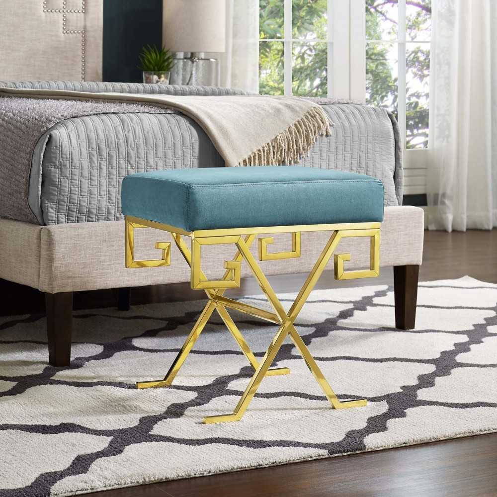 Twist Performance Velvet Bench, Sea Blue