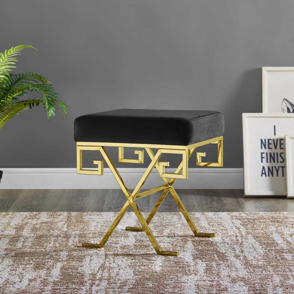Twist Performance Velvet Bench, Gold Black