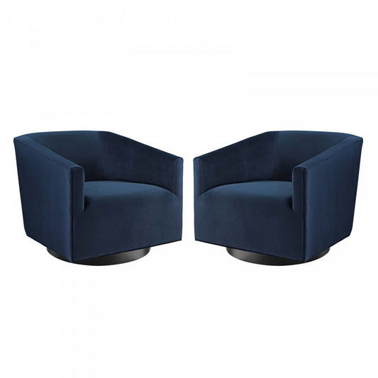 Twist Swivel Chair Performance Velvet Set of 2, Midnight Blue