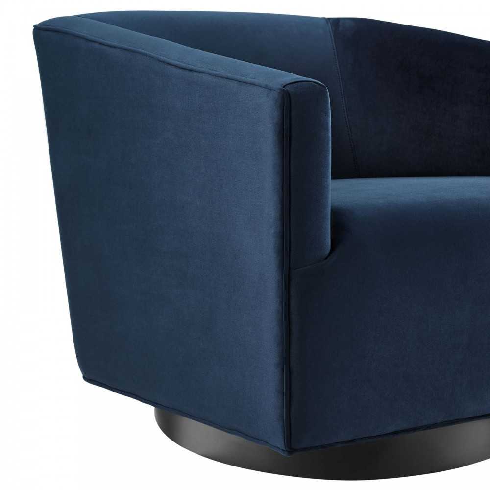 Twist Swivel Chair Performance Velvet Set of 2, Midnight Blue