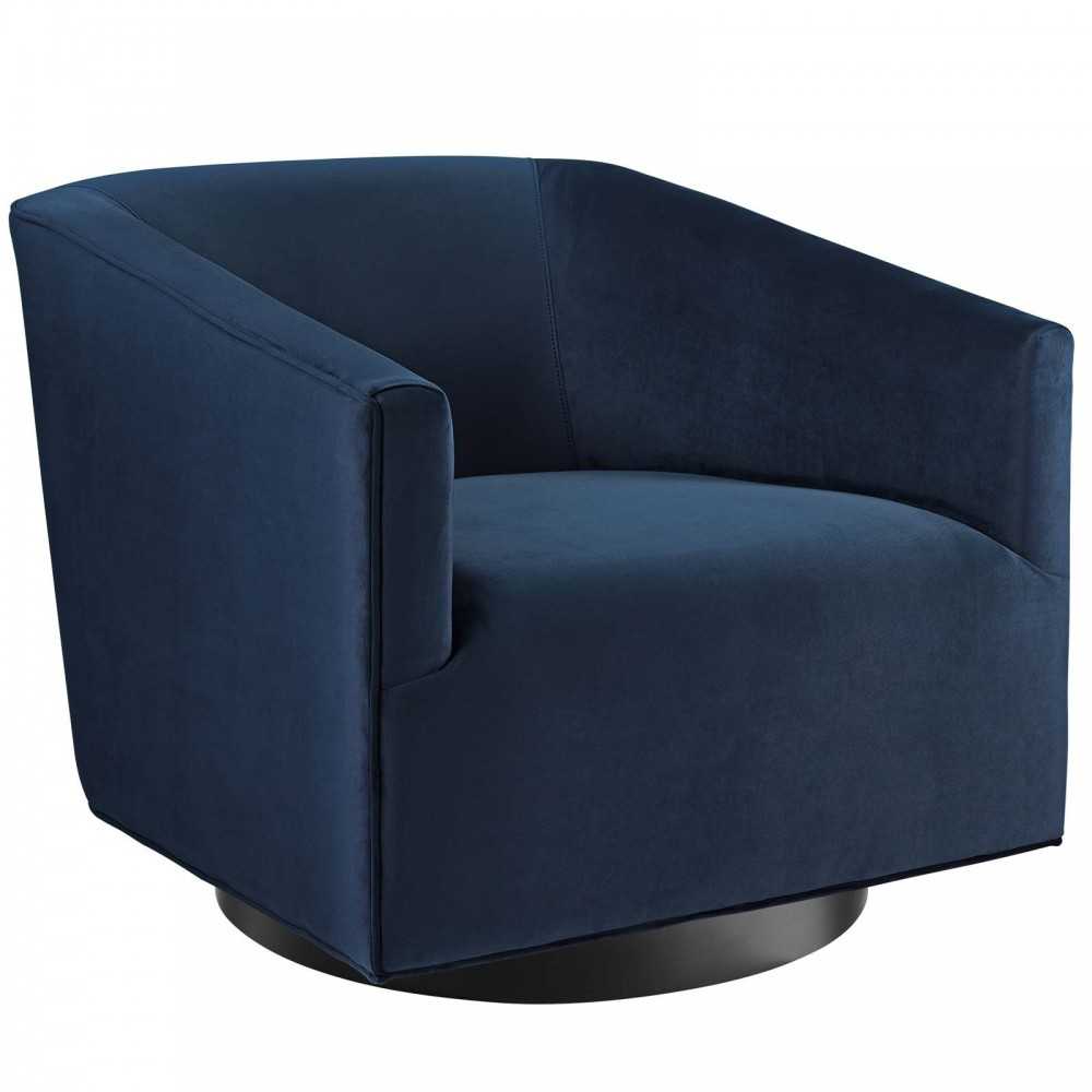 Twist Swivel Chair Performance Velvet Set of 2, Midnight Blue