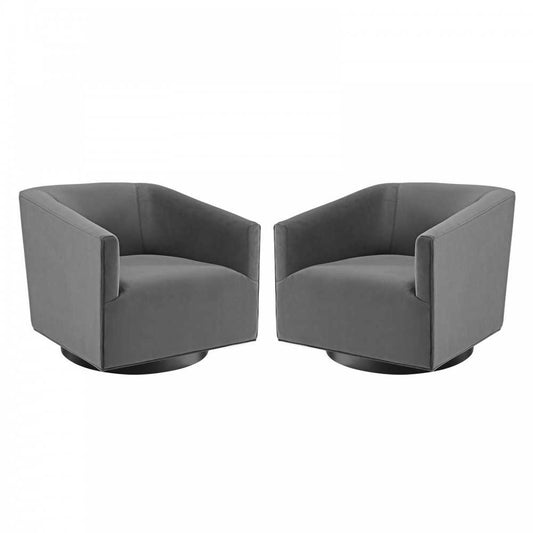 Twist Swivel Chair Performance Velvet Set of 2, Gray