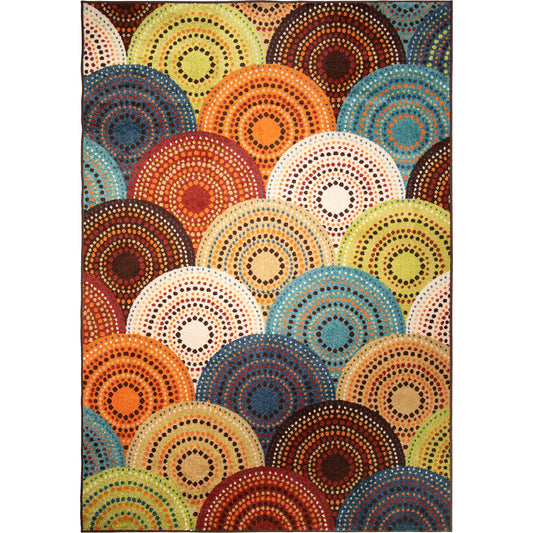 Orian Courtyard Bright Dotted Circles Multi 60"X84"