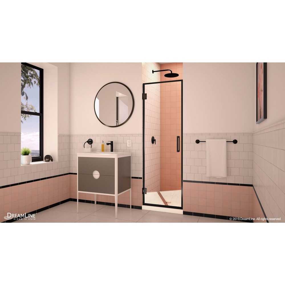 Unidoor Edge 24 in. W x 72 in. H Frameless Hinged Shower Door in Satin Black
