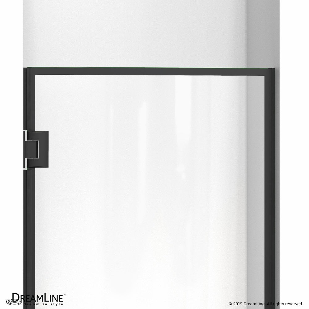 Unidoor Edge 24 in. W x 72 in. H Frameless Hinged Shower Door in Satin Black