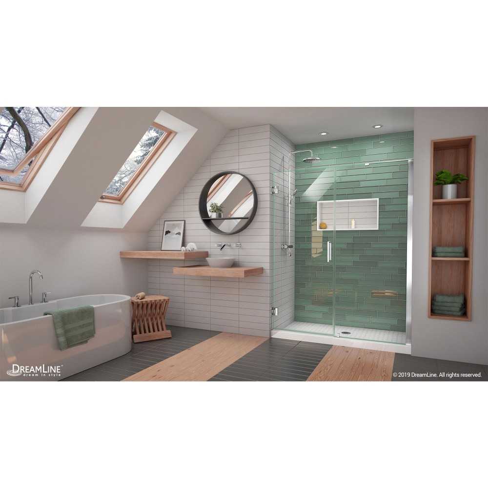 Unidoor-LS 59-60 in. W x 72 in. H Frameless Hinged Shower Door with L-Bar in Chrome