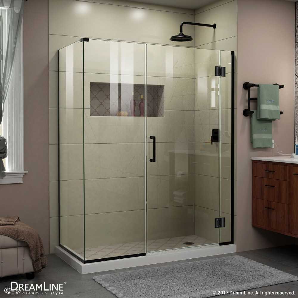 Unidoor-X 35 in. W x 30 3/8 in. D x 72 in. H Frameless Hinged Shower Enclosure in Satin Black