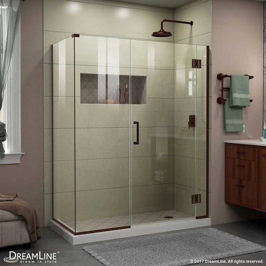 Unidoor-X 35 in. W x 34 3/8 in. D x 72 in. H Frameless Hinged Shower Enclosure in Oil Rubbed Bronze