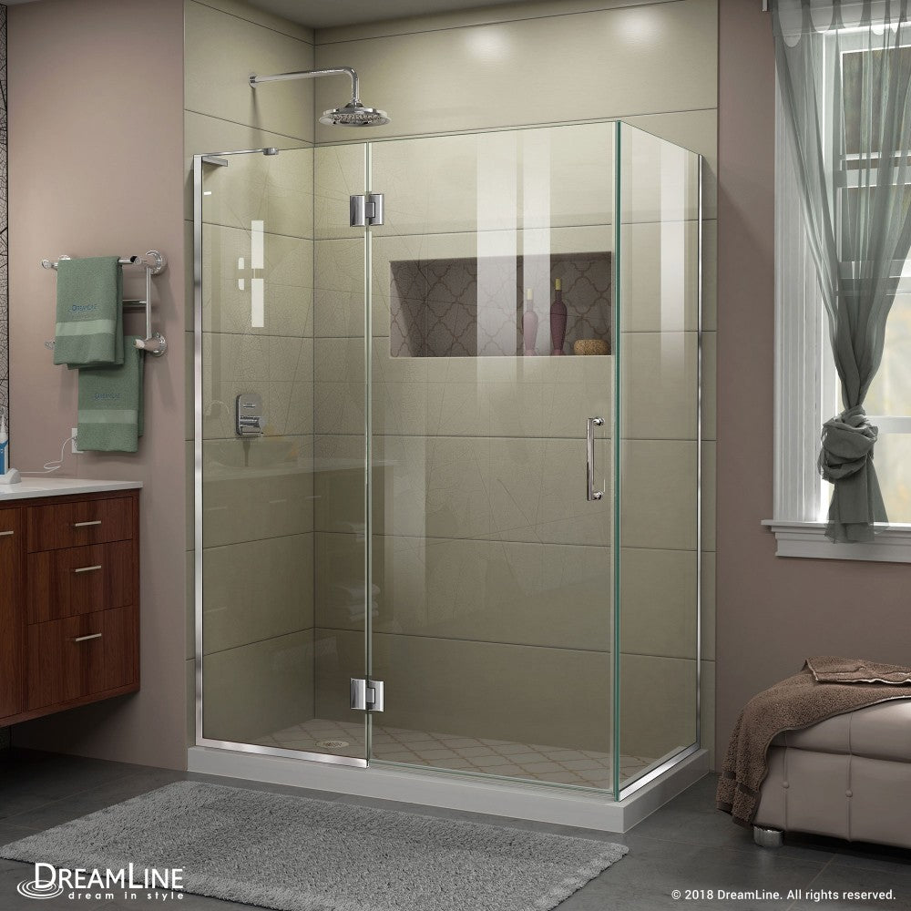 Unidoor-X 47 3/8 in. W x 30 in. D x 72 in. H Frameless Hinged Shower Enclosure in Chrome