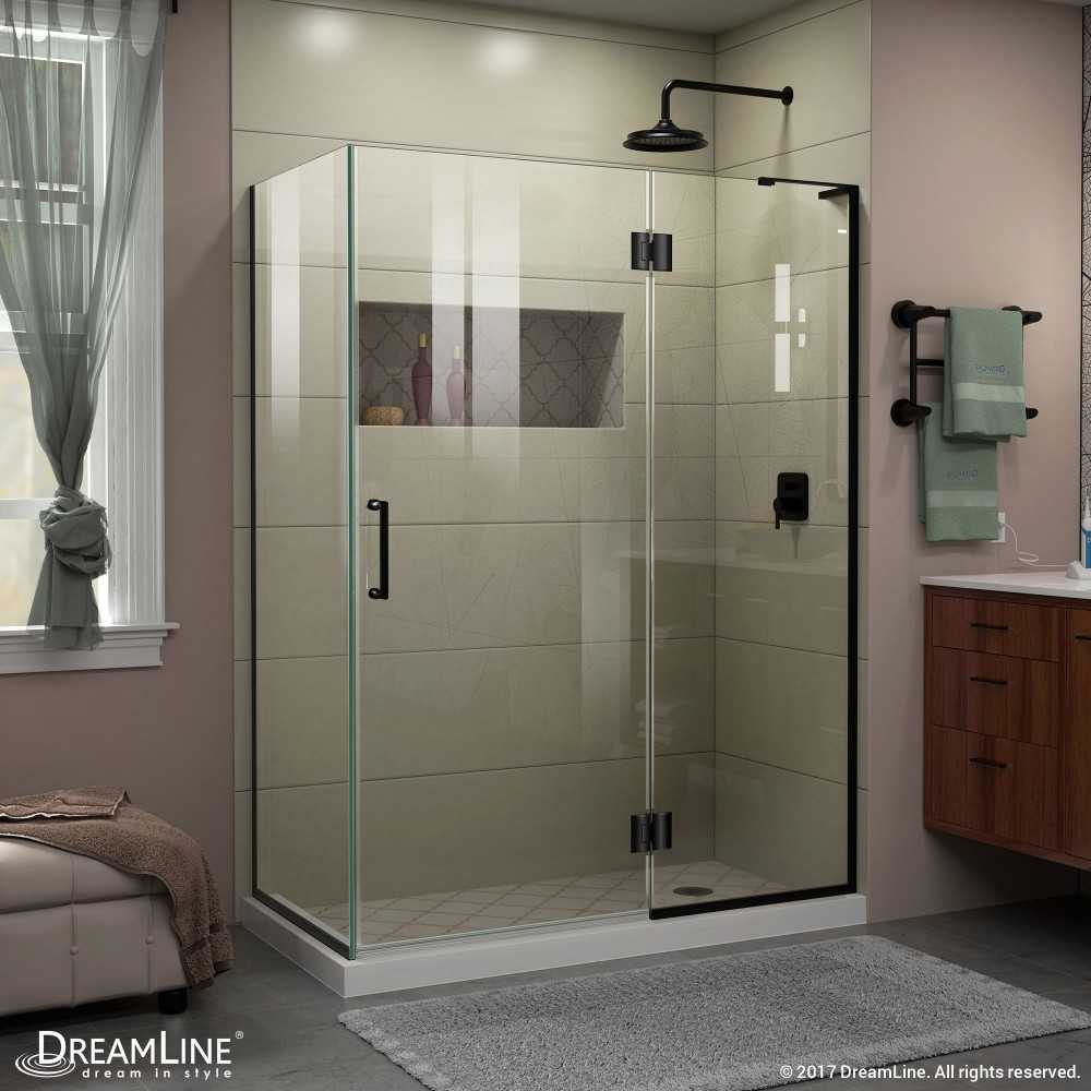 Unidoor-X 47 3/8 in. W x 30 in. D x 72 in. H Frameless Hinged Shower Enclosure in Satin Black